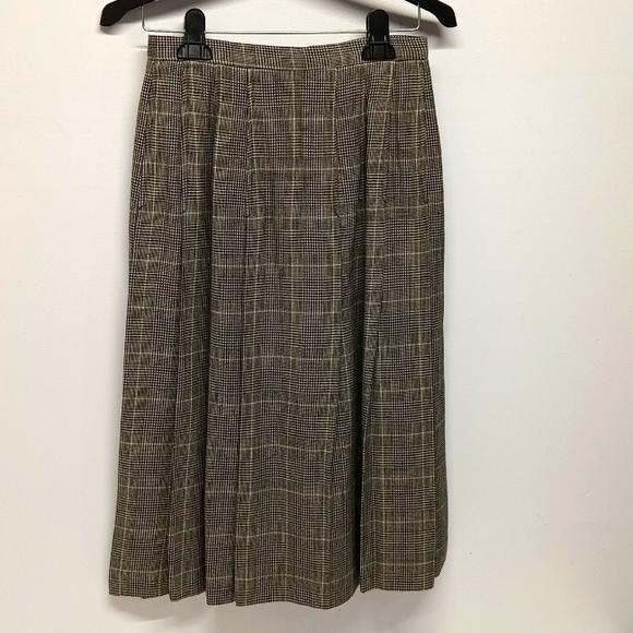 Vintage Pendleton gray pleated skater midi 100% virgin wool skirt Sz 8 highwaist - Picture 1 of 11